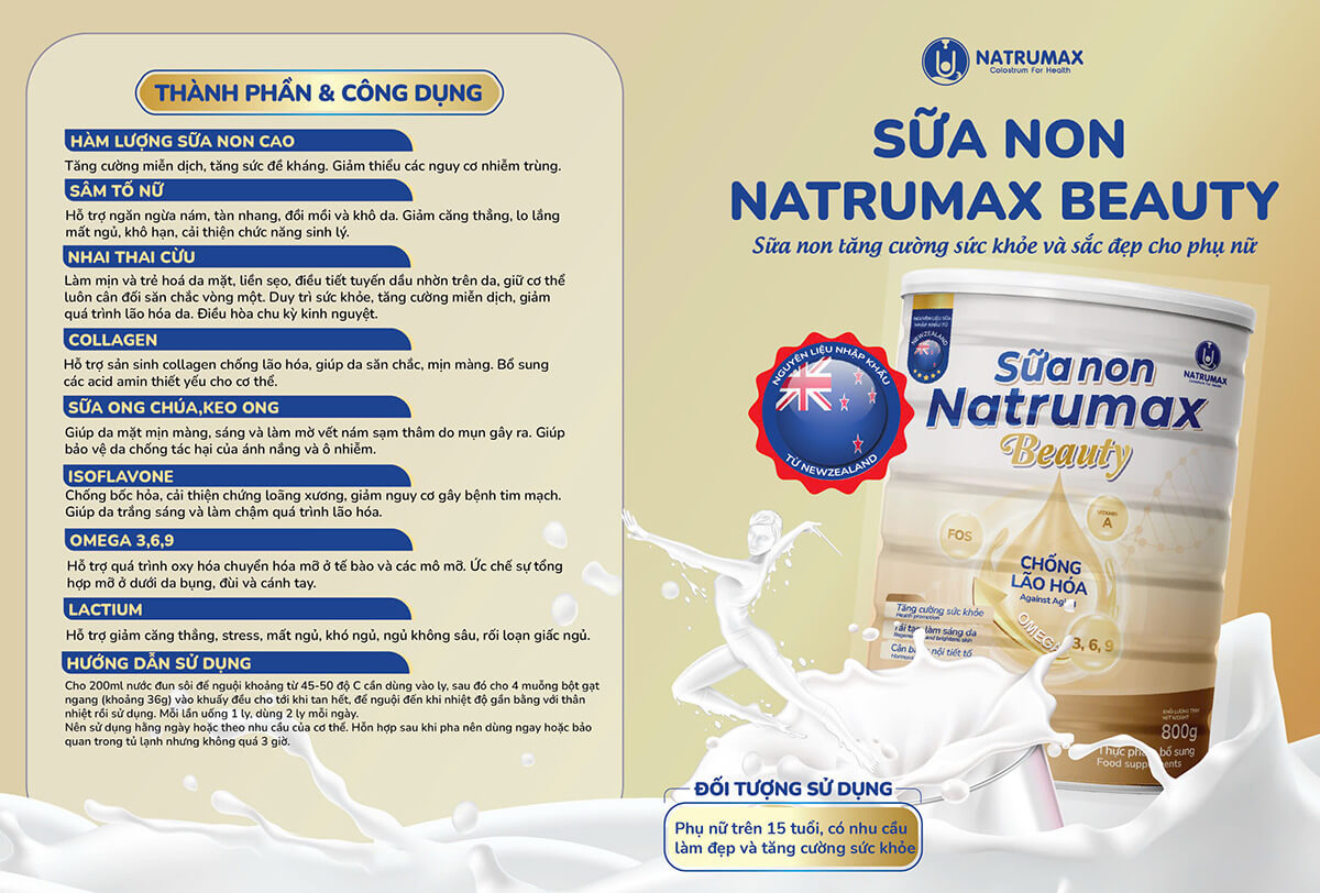 Công dụng của Sữa non Natrumax Beauty